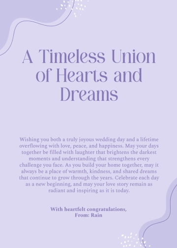 Free Happy Wedding Wishes Template to Edit Online