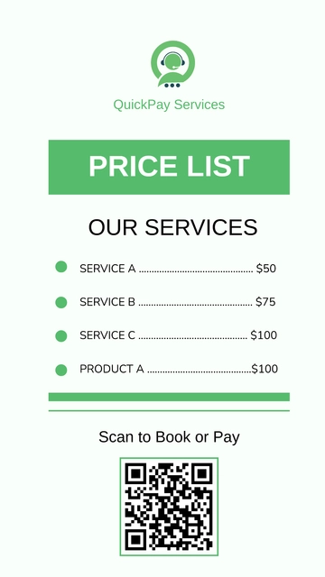 Free Price List with QR Code Template to Edit Online