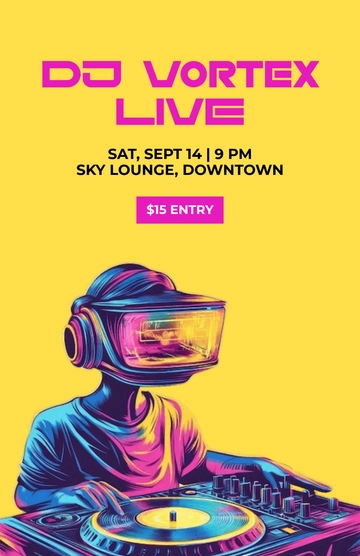 Free Neon DJ Poster Template to Edit Online
