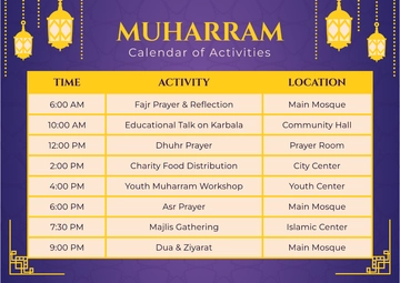 Free Muharram Calendar Template to Edit Online