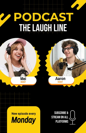 Free Modern Comedy Podcast Poster Template to Edit Online