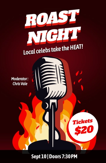 Free Comedy Roast Poster Template to Edit Online