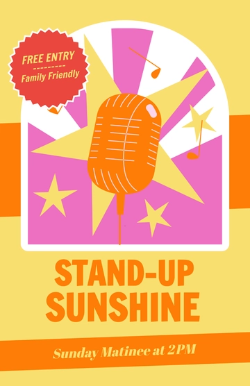 Free Bright Comedy Poster Design Template to Edit Online
