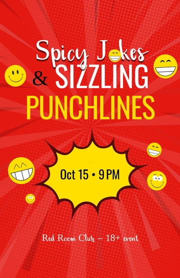 Free Red Hot Comedy Poster Template to Edit Online