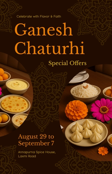 Free Ganesh Chaturthi Restaurant Poster Template to Edit Online Free Ganesh Chaturthi Restaurant Poster Template to Edit Online
