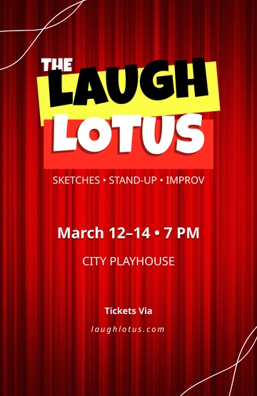 Free Comedy Theater Poster Template to Edit Online