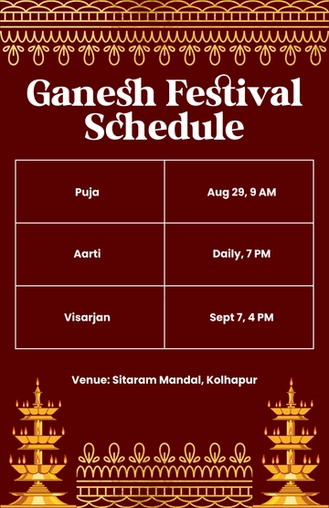 Ganesh Chaturthi Schedule Poster Template to Download Ganesh Chaturthi Schedule Poster Template to Download