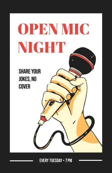 Free Open Mic Comedy Poster Template to Edit Online
