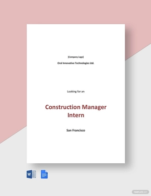 Construction Manager Intern Job Ad and Description Template