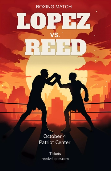 Free Simple Boxing Match Poster Template to Edit Online