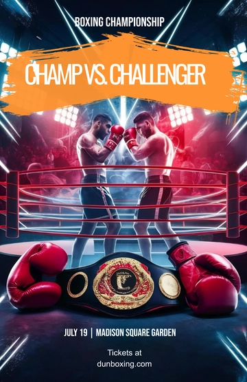 Free Professional Boxing Championship Poster Template to Edit Online