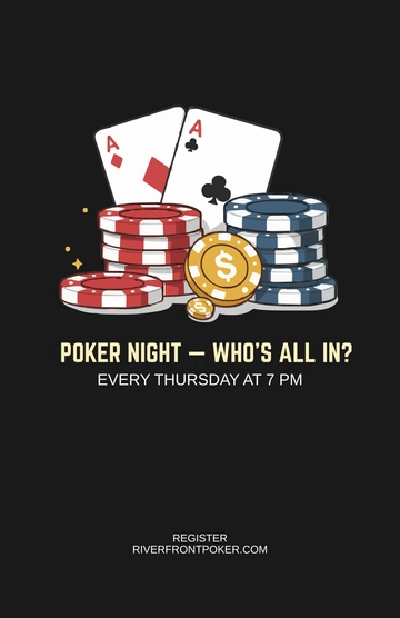 Free Black Casino Poker Poster Template to Edit Online