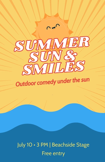 Free Yellow Summer Comedy Poster Template to Edit Online