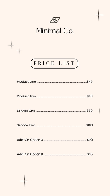 Free Minimalist Price List Template to Edit Online