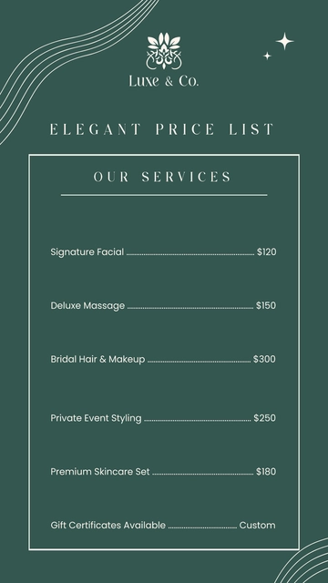 Free Elegant Price List Template to Edit Online