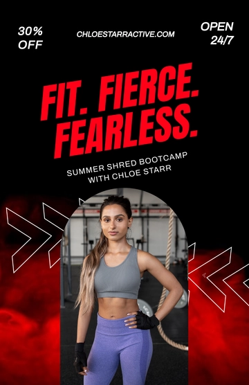 Free Red Fitness Girl Poster Template to Edit Online