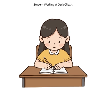 Free Student Working at Desk Clipart to Edit Online