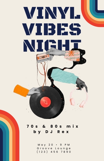 Free Retro DJ Poster Template to Edit Online
