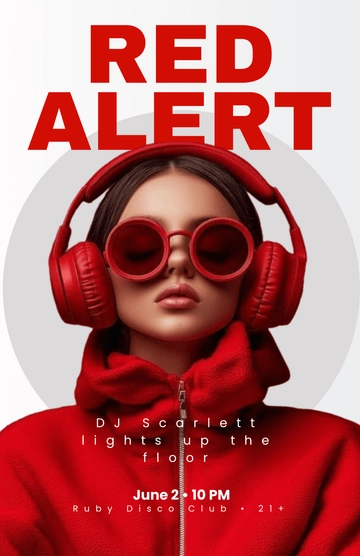 Free Red Disco DJ Poster Template to Edit Online