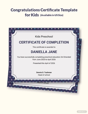 Free Congratulations Certificate for Kids Template to Edit Online