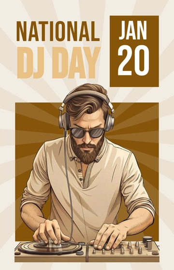 Free National DJ Day Poster Template to Edit Online
