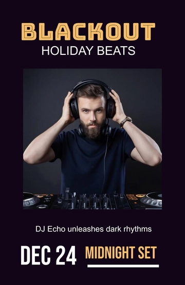 Free Black Holiday DJ Poster Template to Edit Online