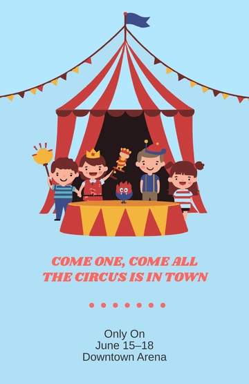 Free Colorful Cartoon Circus Poster Template to Edit Online