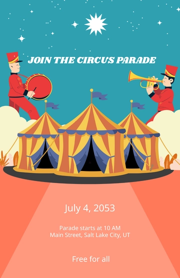Free Orange Circus Parade Poster Template to Edit Online
