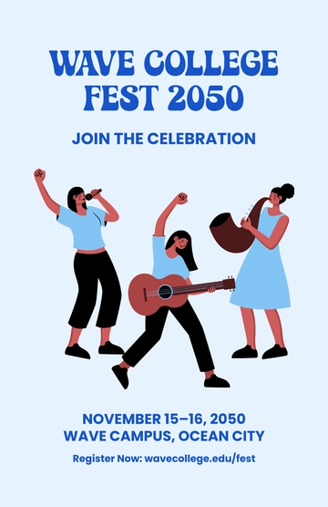 Free Blue College Fest Poster Template to Edit Online
