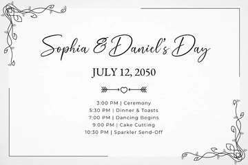 Free Blank Wedding Timeline Sign Template to Edit Online