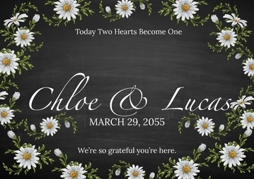 Free White Wedding Calligraphy Sign Template to Edit Online