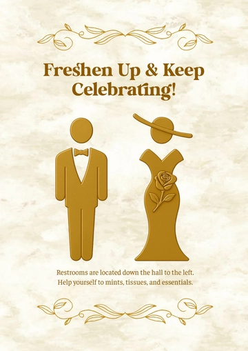 Free Vintage Wedding Bathroom Sign Card Template to Edit Online