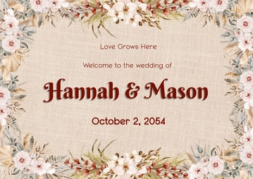 Free Rustic Design Wedding Sign Template to Edit Online