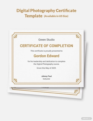 Digital Photography Certificate Template
