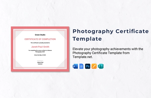 Photography Certificate Template