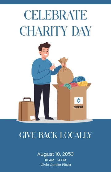 Free Blue Charity Day Poster Template to Edit Online