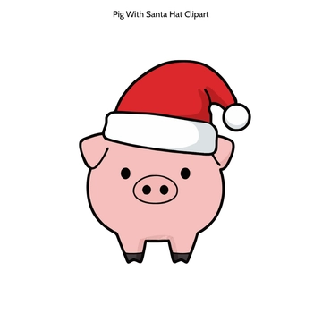 Free Pig With Santa Hat Clipart to Edit Online