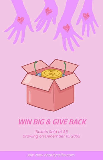 Free Pink Charity Raffle Poster Template to Edit Online