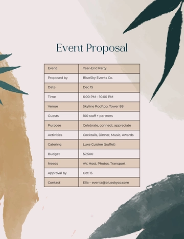 Free Professional Proposal Party Template to Edit Online