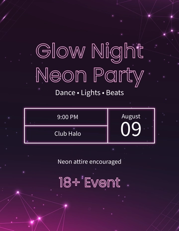 Free Modern Neon Party Template to Edit Online