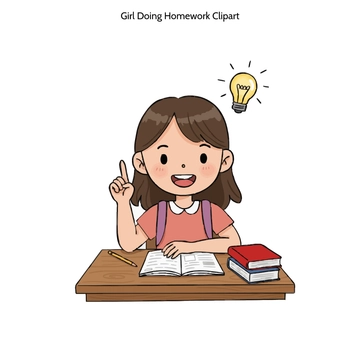 Free Girl Doing Homework Clipart to Edit Online