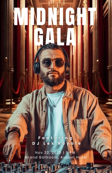 Free Gala DJ Night Poster Template to Edit Online