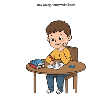 Free Boy Doing Homework Clipart to Edit Online