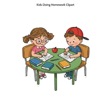 Free Kids Doing Homework Clipart to Edit Online