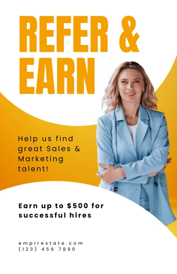 Free Simple Employee Referral Program Poster Template to Edit Online