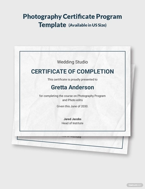 Photography Certificate Program Template