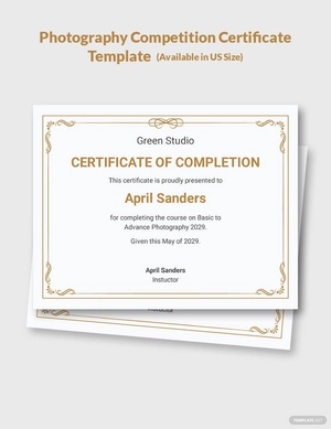 Photography Competition Certificate Template