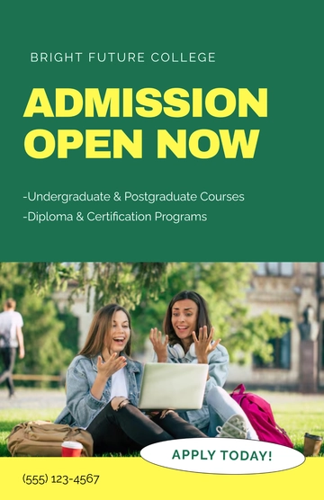 Free Admission Open College Poster Template to Edit Online