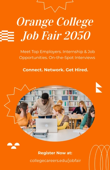 Free Orange College Job Fair Poster Template to Edit Online