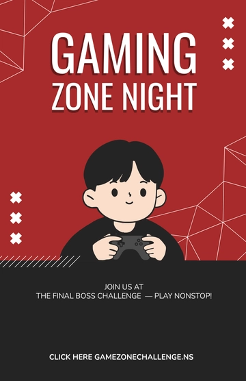 Free Red Gaming Zone Poster Template to Edit Online
